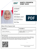 Kartu Peserta SNBP 2023: 423282692 Bidaini 0041683265 Sma Negeri 1 Bukit Kab. Bener Meriah Prov. Aceh