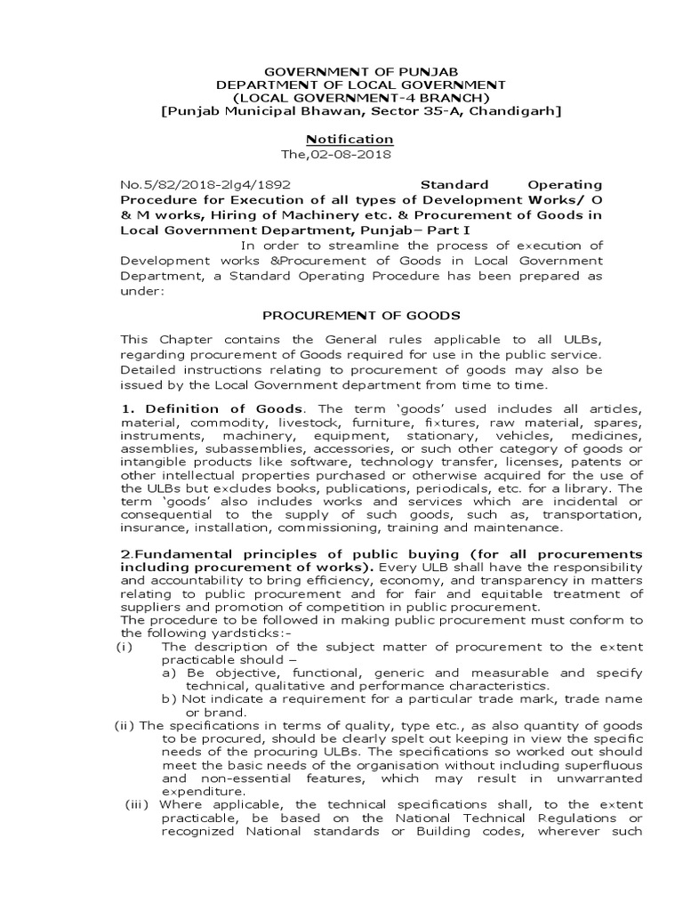 Notification For PROCUREMENT OF GOODS PDF