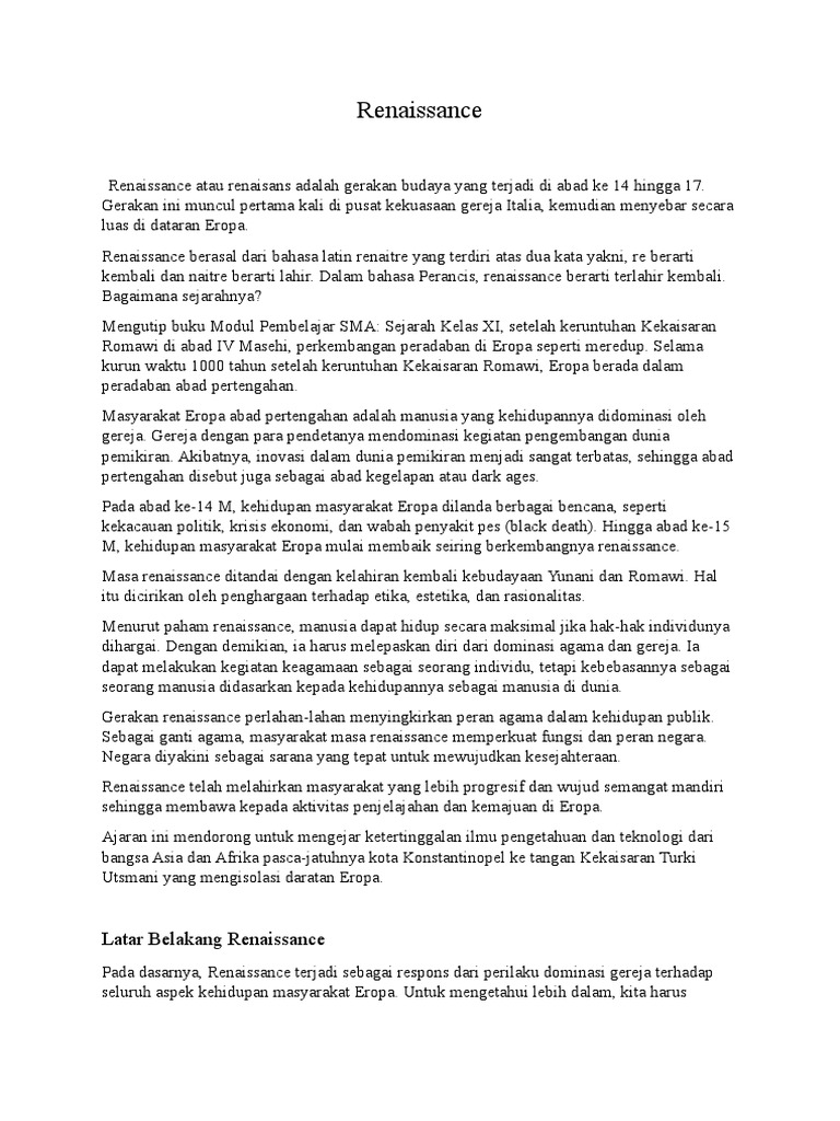 Latar Belakang Renaissance PDF