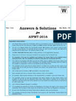 2016 Aipmt Code-W Solution