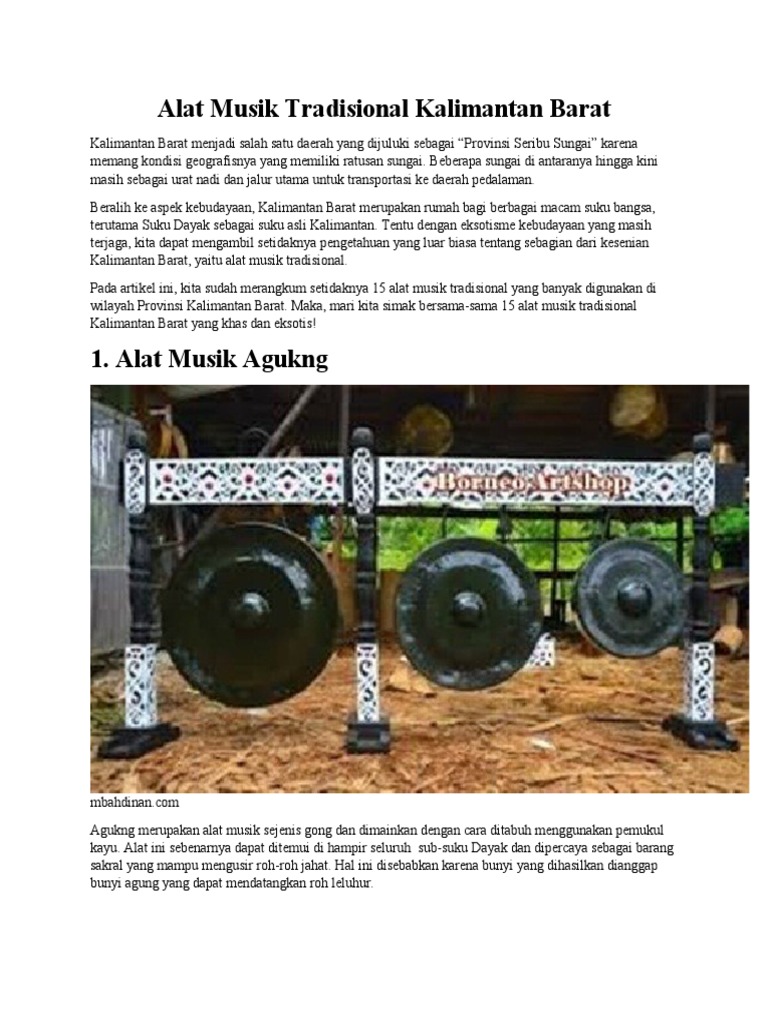 15 Alat Musik Tradisional Kalimantan Barat | PDF
