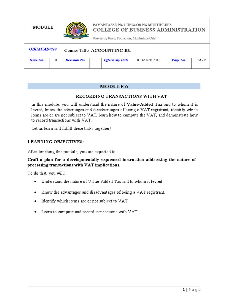 VAT Transaction Recording Guide | PDF | Value Added Tax | Taxes