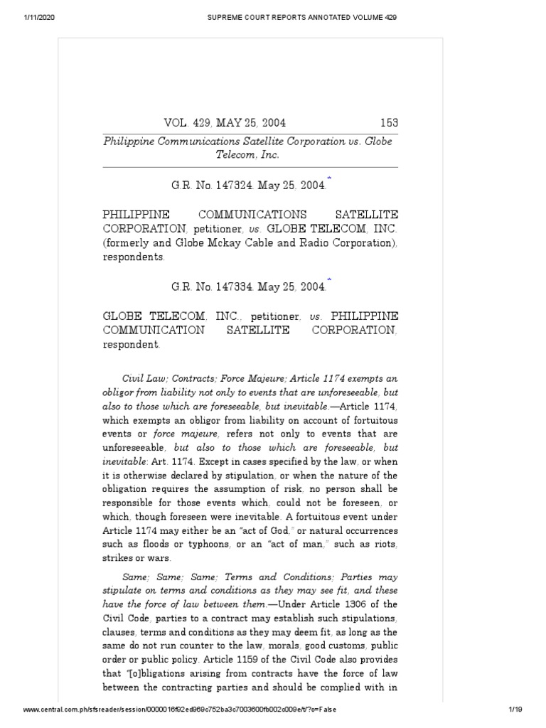 Philcomsat vs. Globe Telecom Case Summary | PDF | Private Law | Government