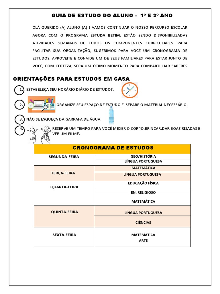Guia de Estudos para 1º e 2º Ano | PDF