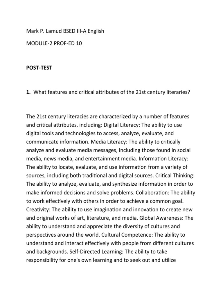 21st Century Literacy Skills Explained | PDF
