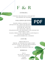 White and Green Simple Wedding Menu