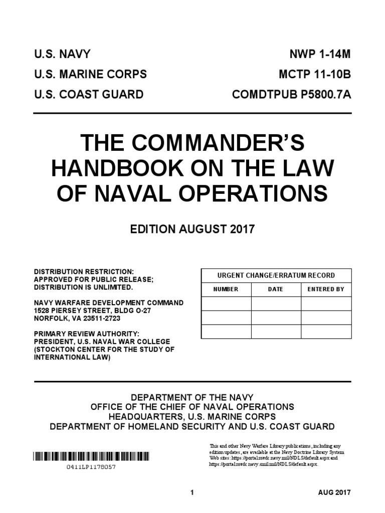 Commander’s Handbook on Naval Law | PDF | Territorial Waters | Warfare