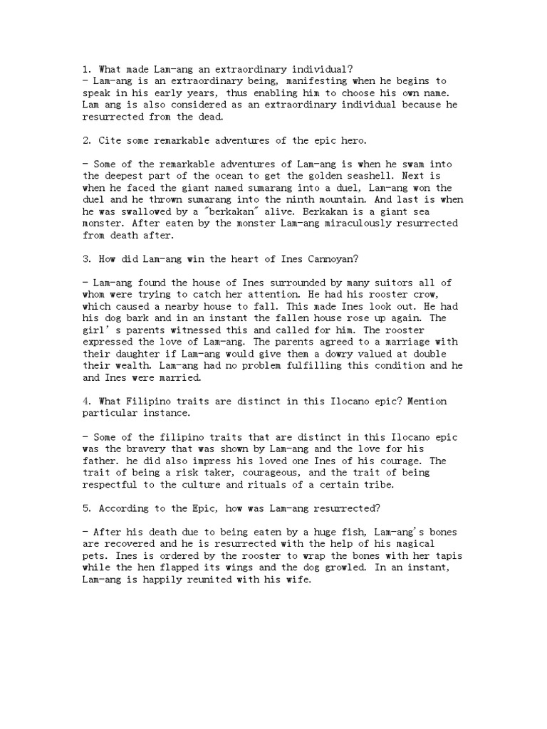 Biag Ni Lam-Ang Activity | PDF