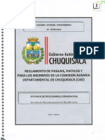 02 - Reglamento de Pasajes, Viáticos y para Los Miembros de La Comisión Agraria Departamental de Chuquisaca (Cad)