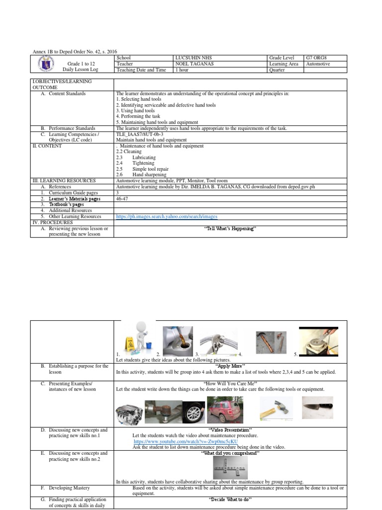 Tools for Hand Tool Maintenance | PDF | Learning | Tools