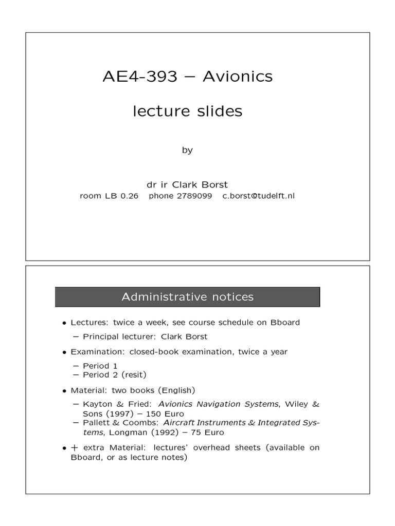 AE4393 Avionics PDF Gyroscope Instrument Flight Rules