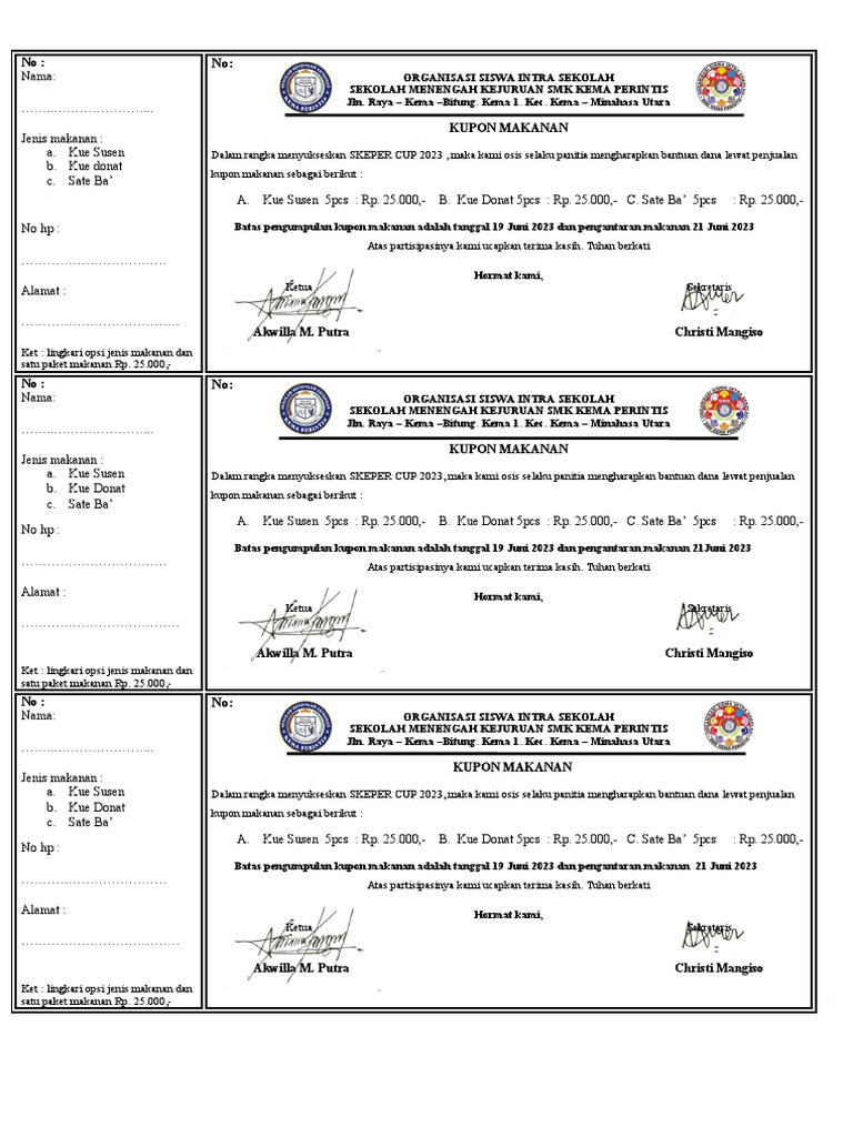 Kupon Makanan 2023 | PDF
