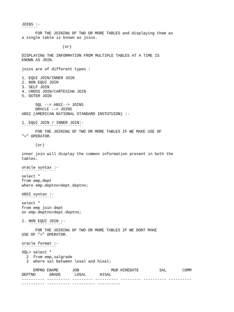 SQL Joins: Types and Examples | PDF | Databases | Software