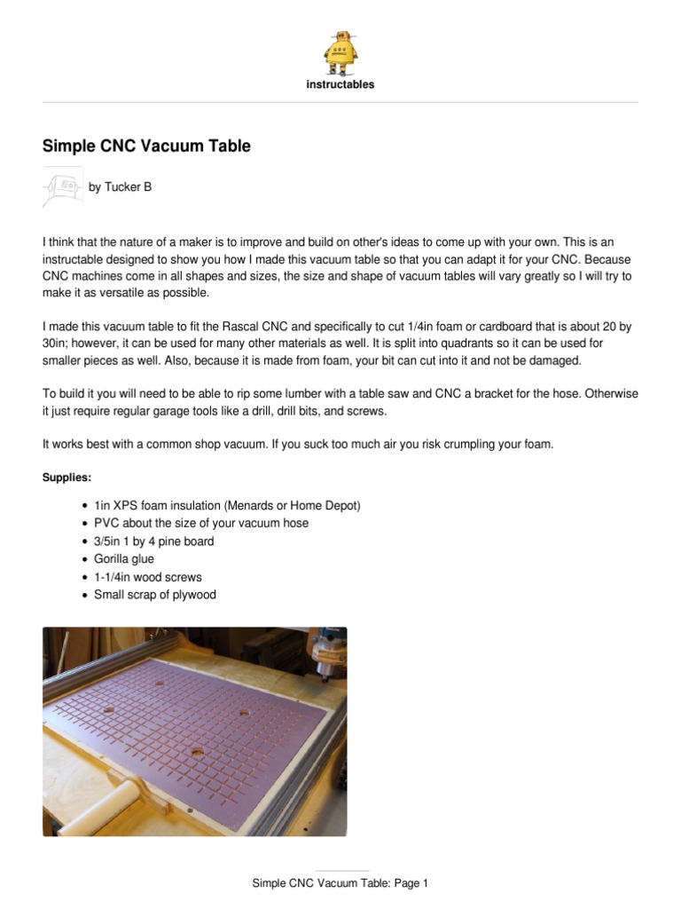 Simple CNC Vacuum Table | PDF | Screw | Drill