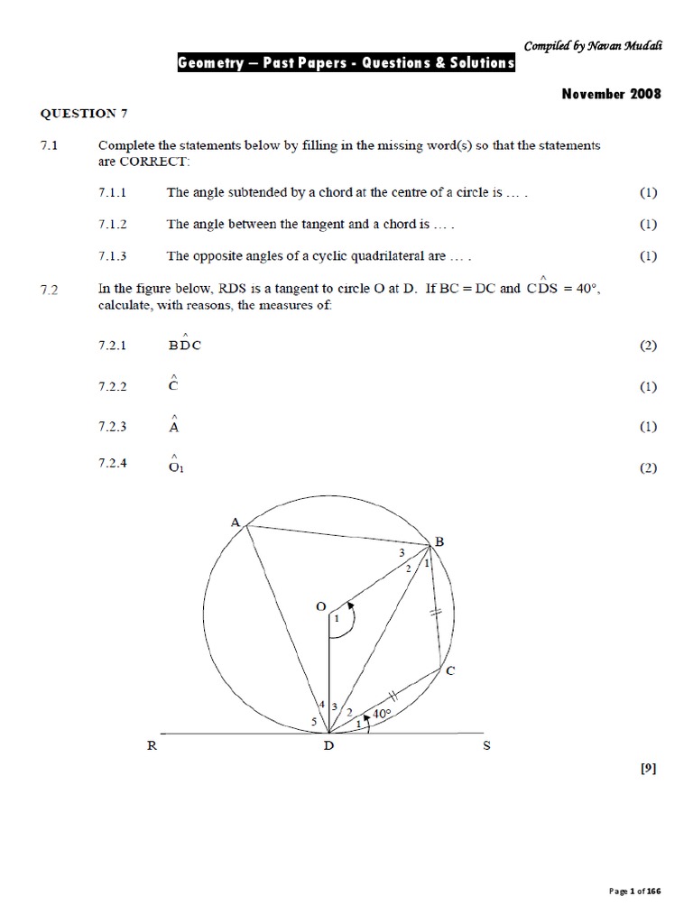 Grade 12 Geometry Past Papers | PDF
