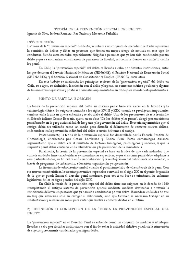 Teoria de La Prevencion Especial Del Delito | Descargar gratis PDF ...