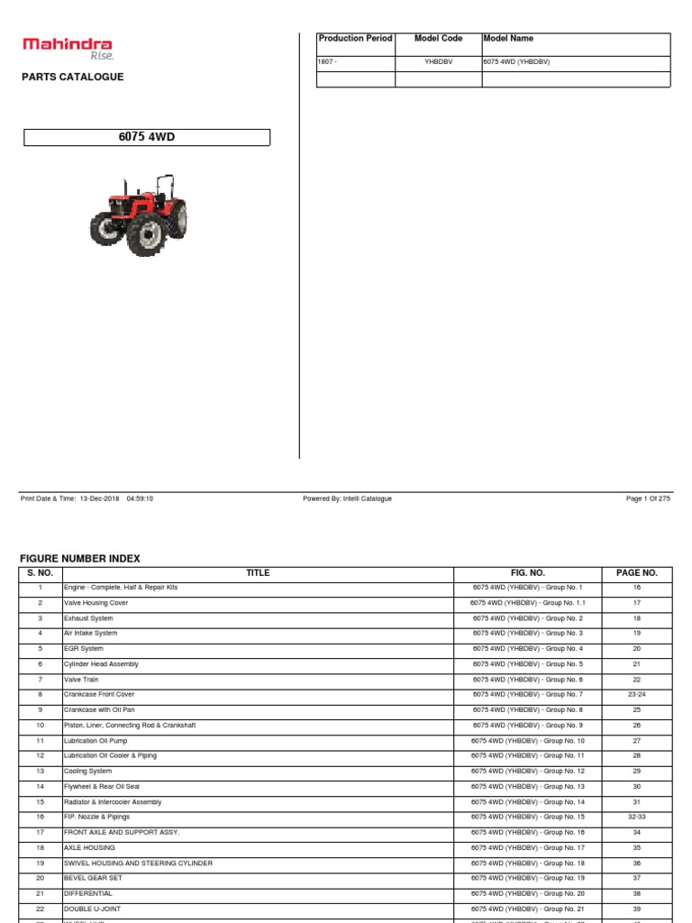 Mahindra 6075 4WD Parts Catalogue | PDF | Axle | Vehicle Parts