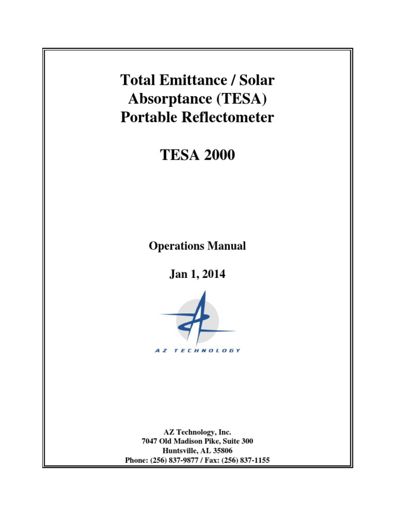 TESA 2000 Operations Manual | PDF | Battery Charger | Infrared