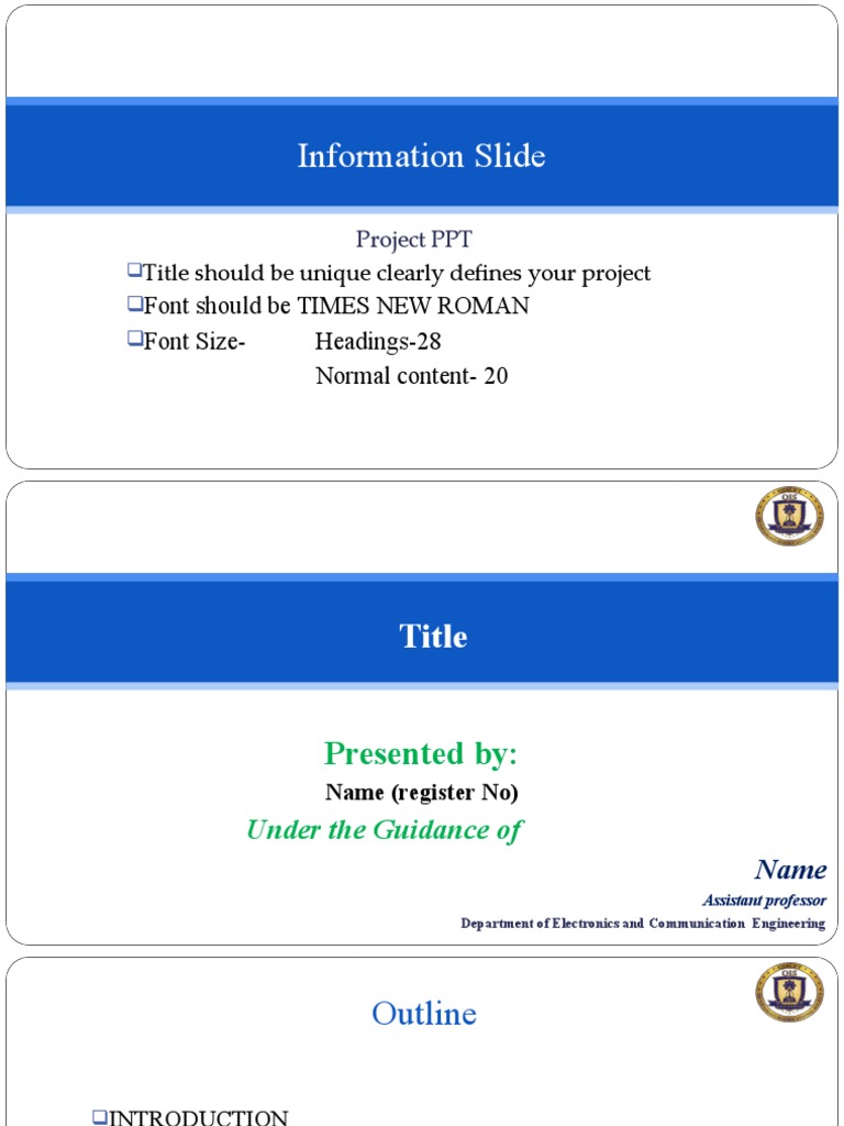 Project Review PPT Guidelines | PDF | Times New Roman | Computing