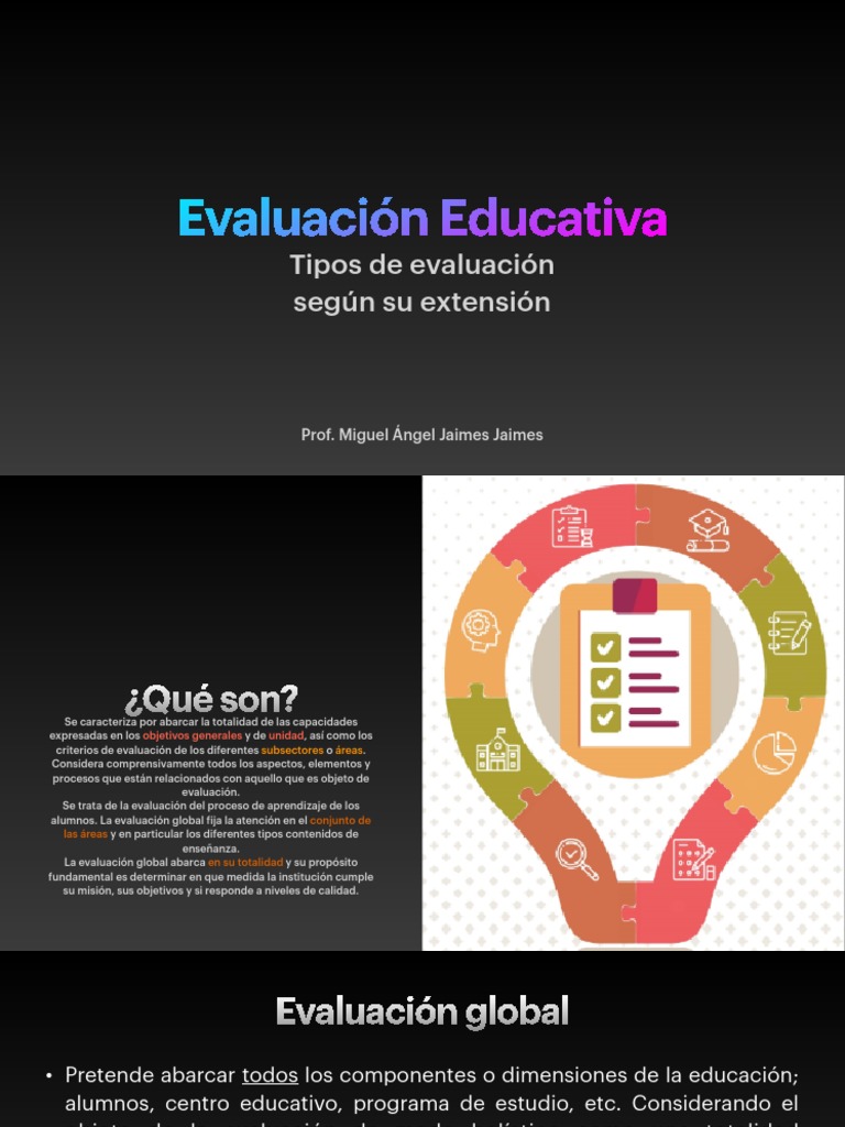 Tipos de Evaluación: Global y Parcial | PDF | Crecimiento personal y ...