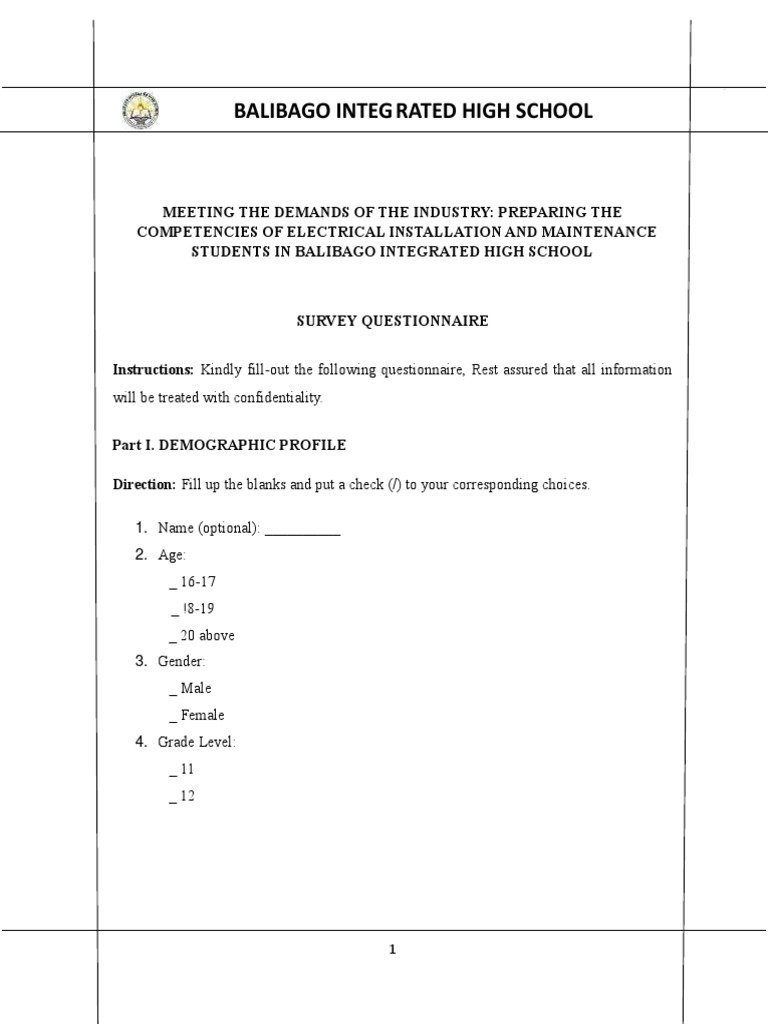 Electrical Competency Survey for Students | PDF | Learning | Behavior ...