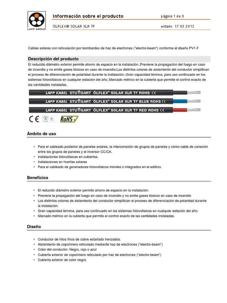SOLAR_XLR_TF PDF Fotovoltaica Sistema fotovoltaico