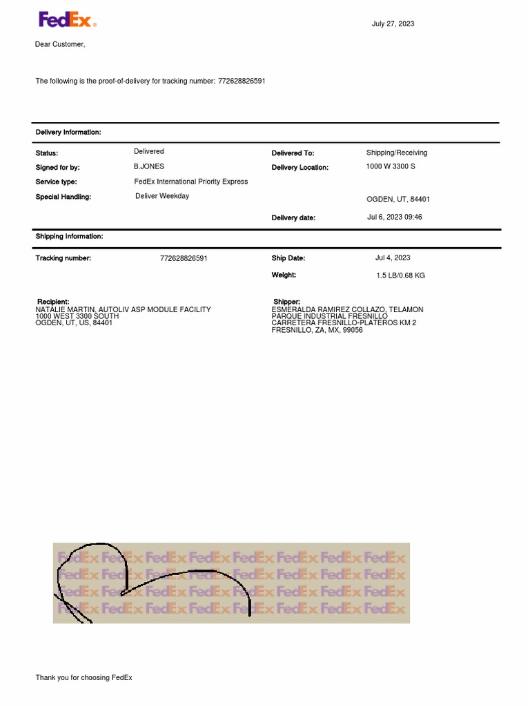 Proof of Delivery Samples | PDF