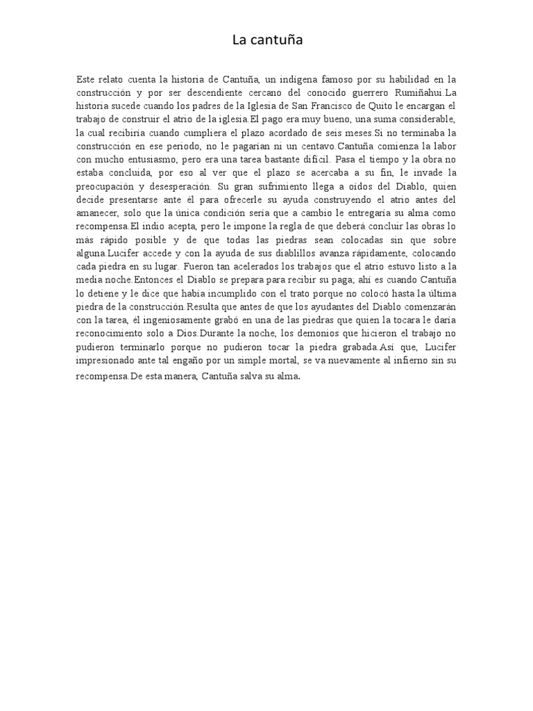 Este Relato Cuenta La Historia de Cantuña | PDF