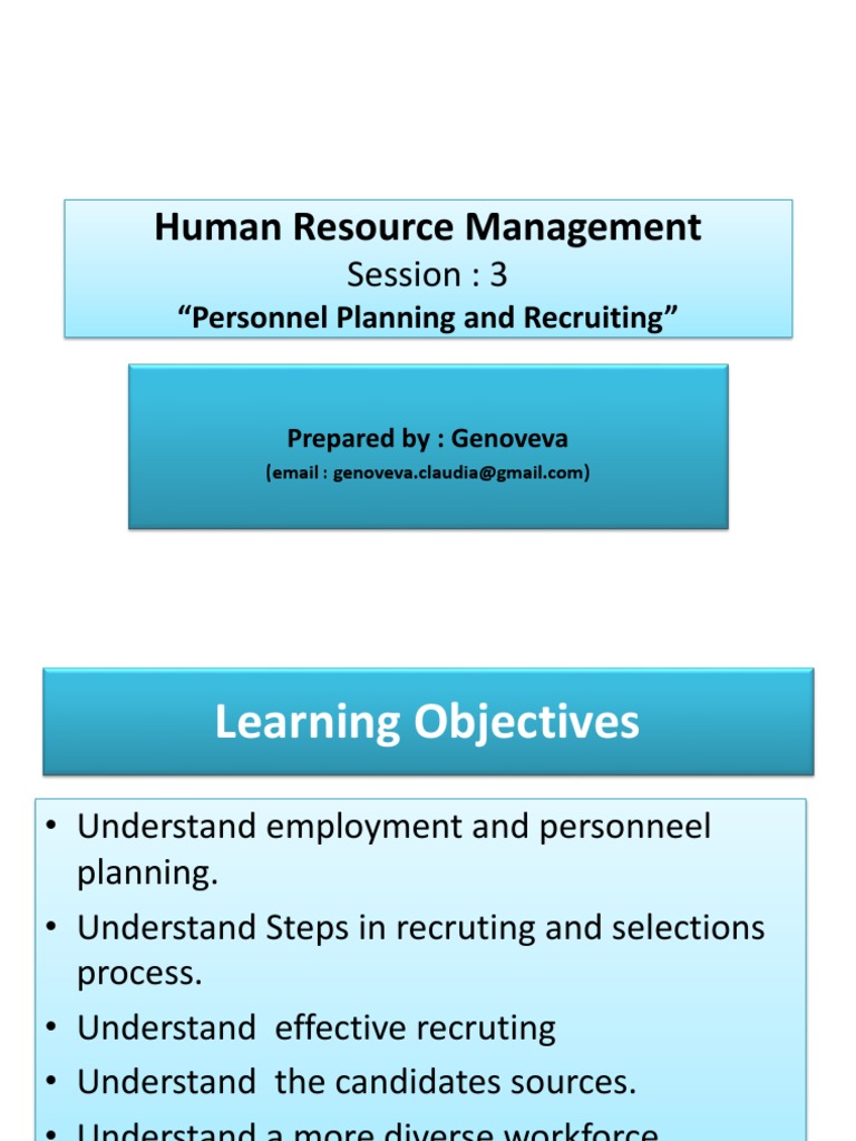 Personnel Planning and Recruiting Guide | PDF