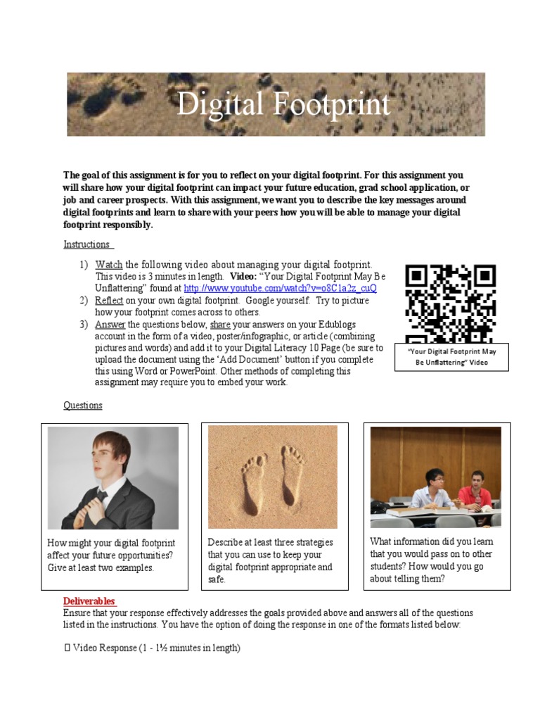 Digital Literacy 10 Digital Footprint Assignment PDF Communication Human Communication
