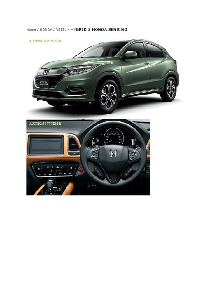 Honda Vezel Hybrid Z Honda Sensing 2018 PDF Airbag Steering