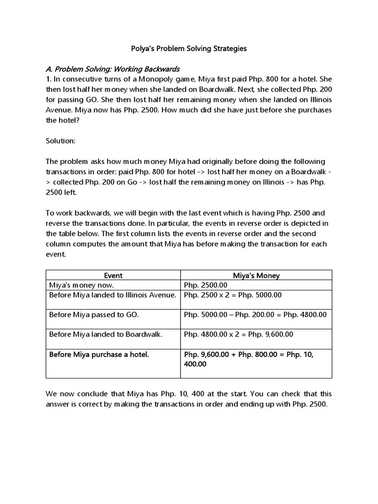Polyas problem solving with solution pdf