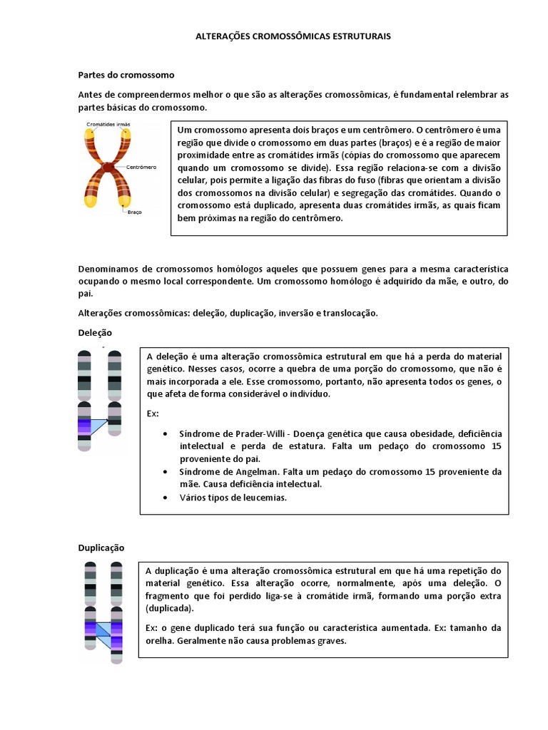 Alterações Cromossômicas Estruturais | PDF | Cromossomo | Meiose