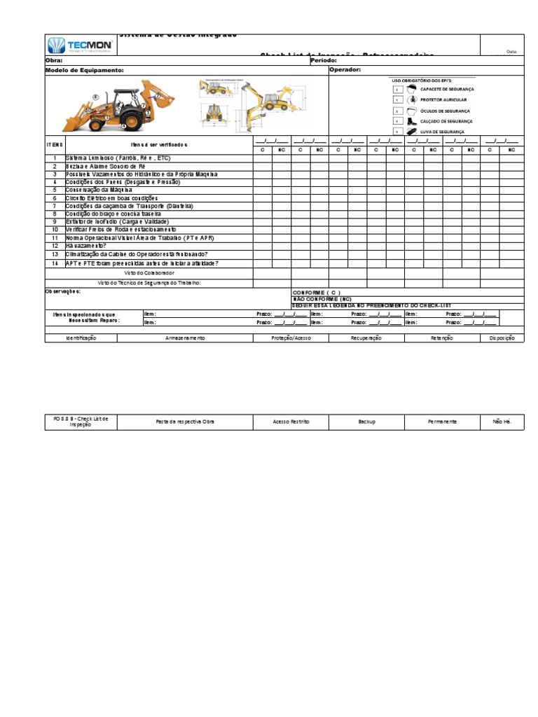 8. Check-list-De Retro Escavadeira | PDF