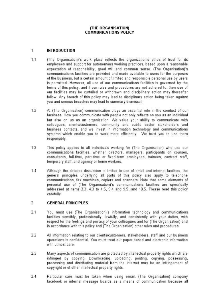 Communications Policy DRAFT | PDF | Personally Identifiable Information ...