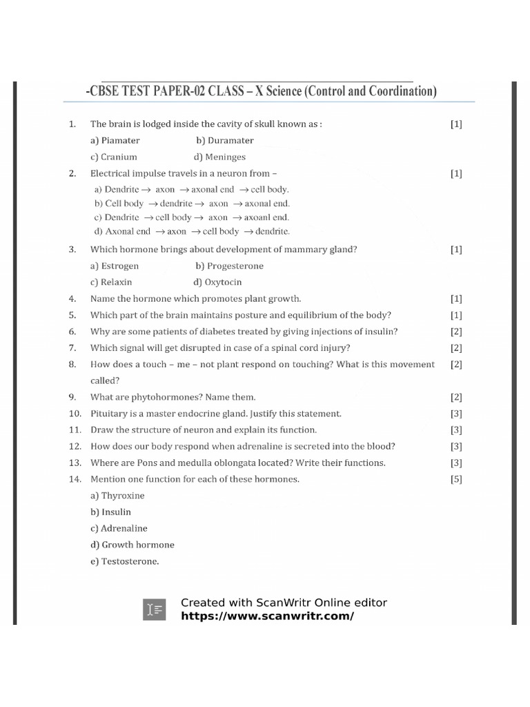Control and coordination part 2 pdf