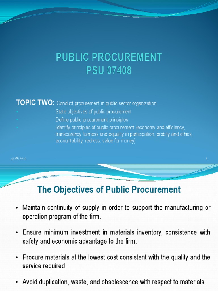 Lesson 2 - Conduct Procurement in Public Sector Organization | PDF ...