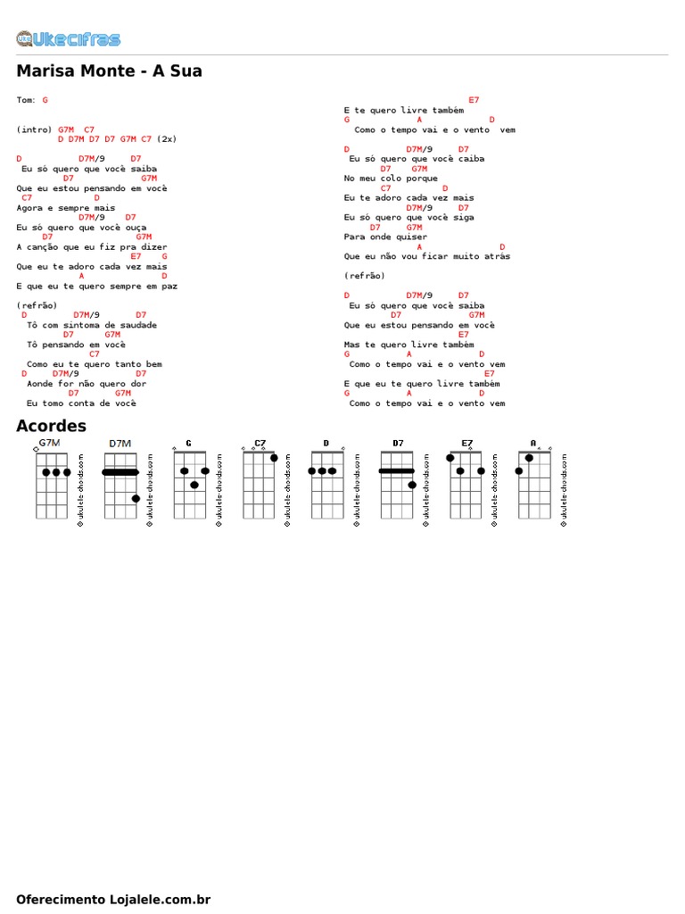 Marisa Monte - A Sua (Uke Cifras) | PDF