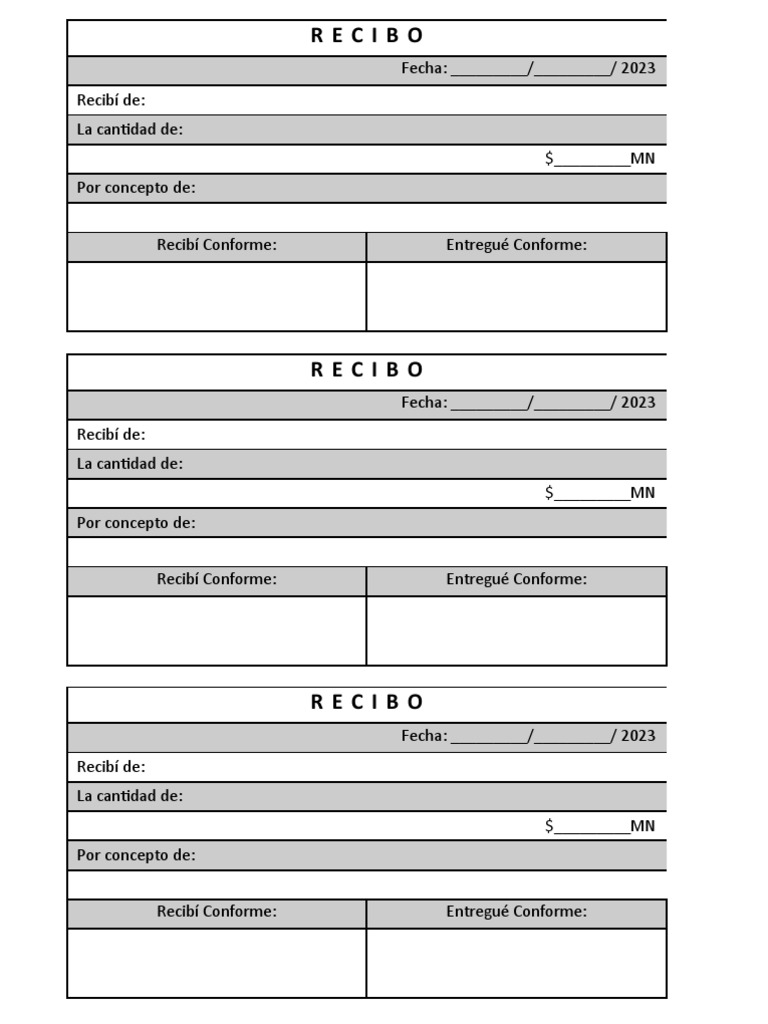 Recibos de Pago o de Recepcion de Dinero | PDF
