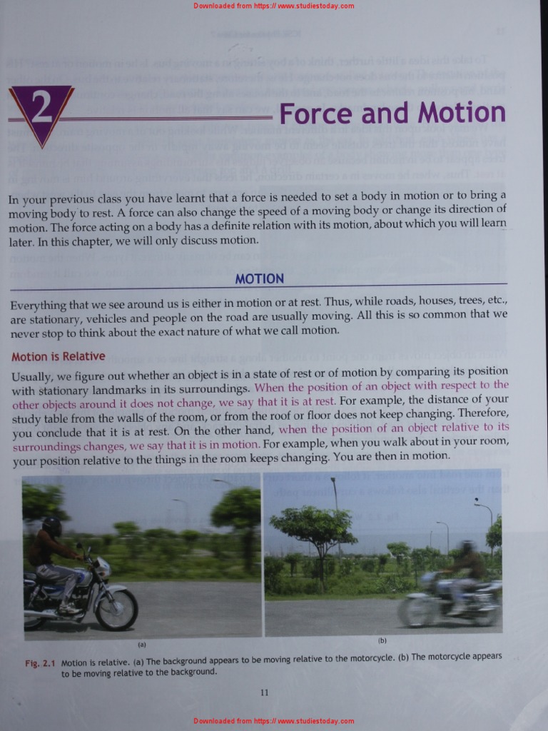 Icse class 7 physics chapter 02 force and motion pdf