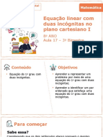 Aula 17 - Equação Linear Do 1º Grau Com Duas Incógnitas No Plano Cartesiano I (8 Ano B) 3 Bimestre