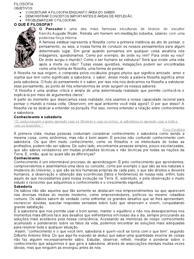 Filosofia aula 01 download free pdf conhecimento sabedoria