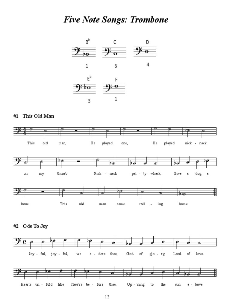 Five-Note Songs-Trombone | PDF