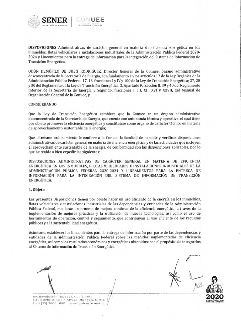 Disposiciones Conuee 2020 2024 | PDF