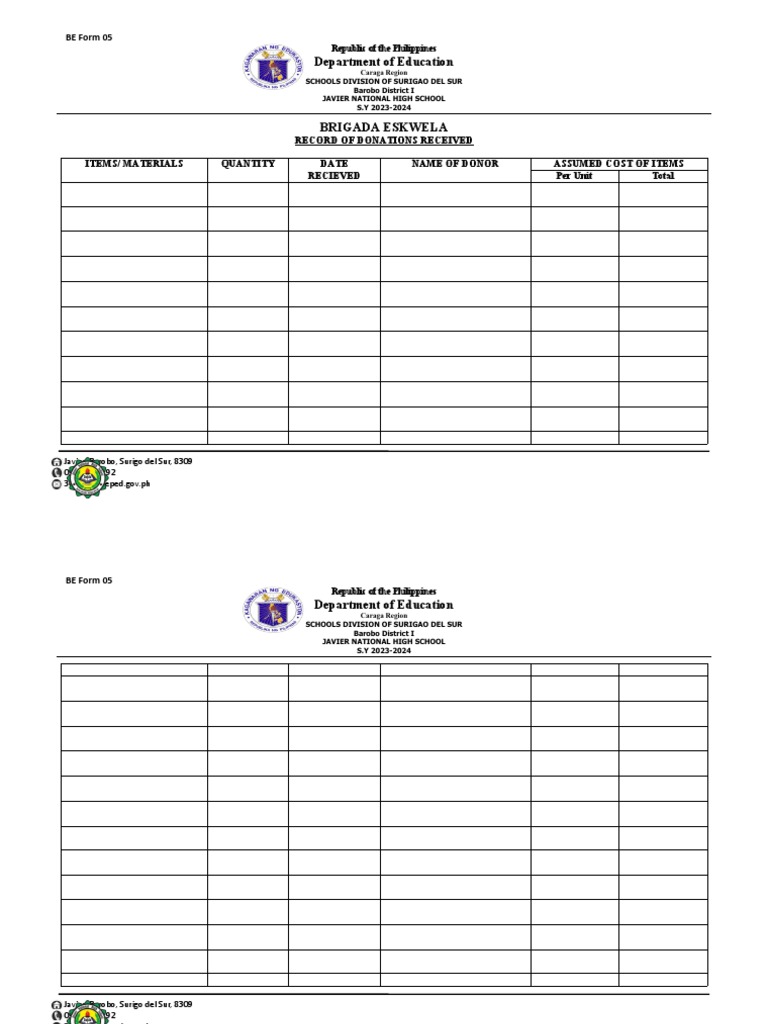 Be form 5 record of donations received pdf