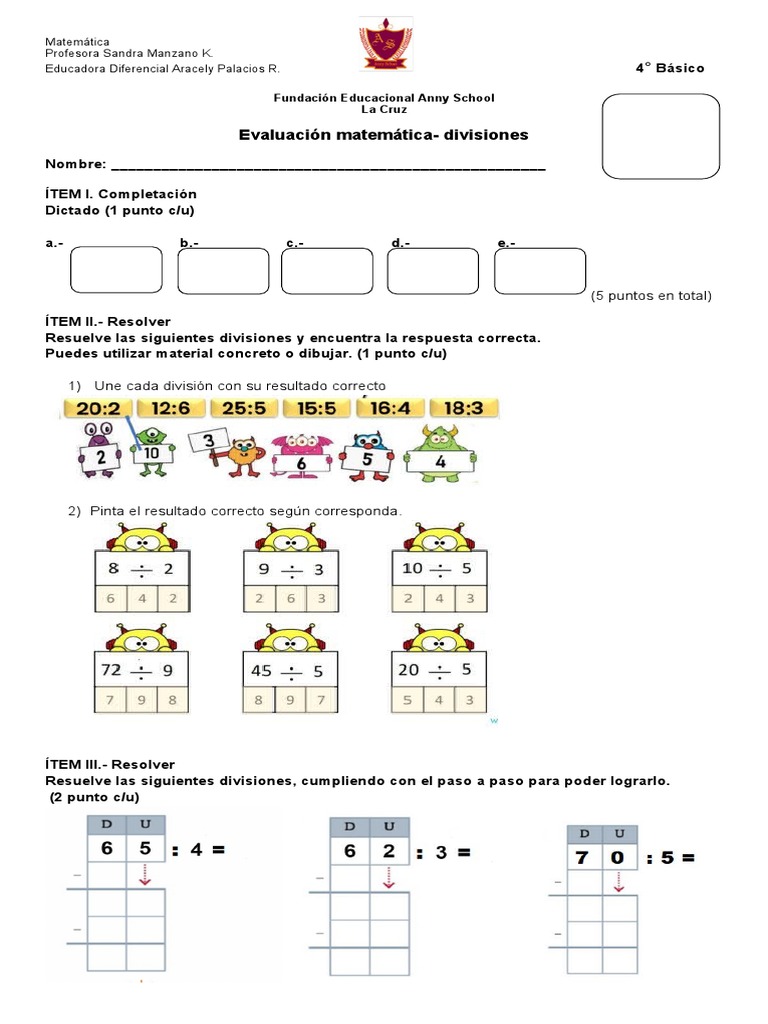 Matemática - Divisiones | PDF | Multiplicación | Matemáticas