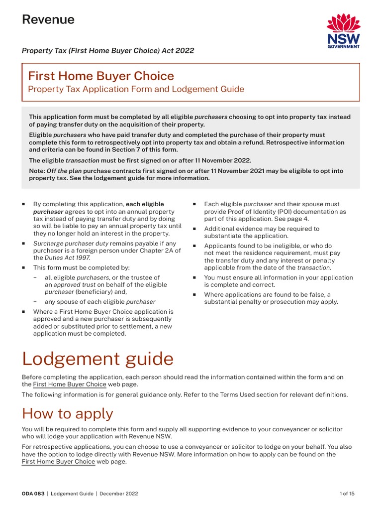 NSW Property Tax Application Form PDF Property Tax Taxes
