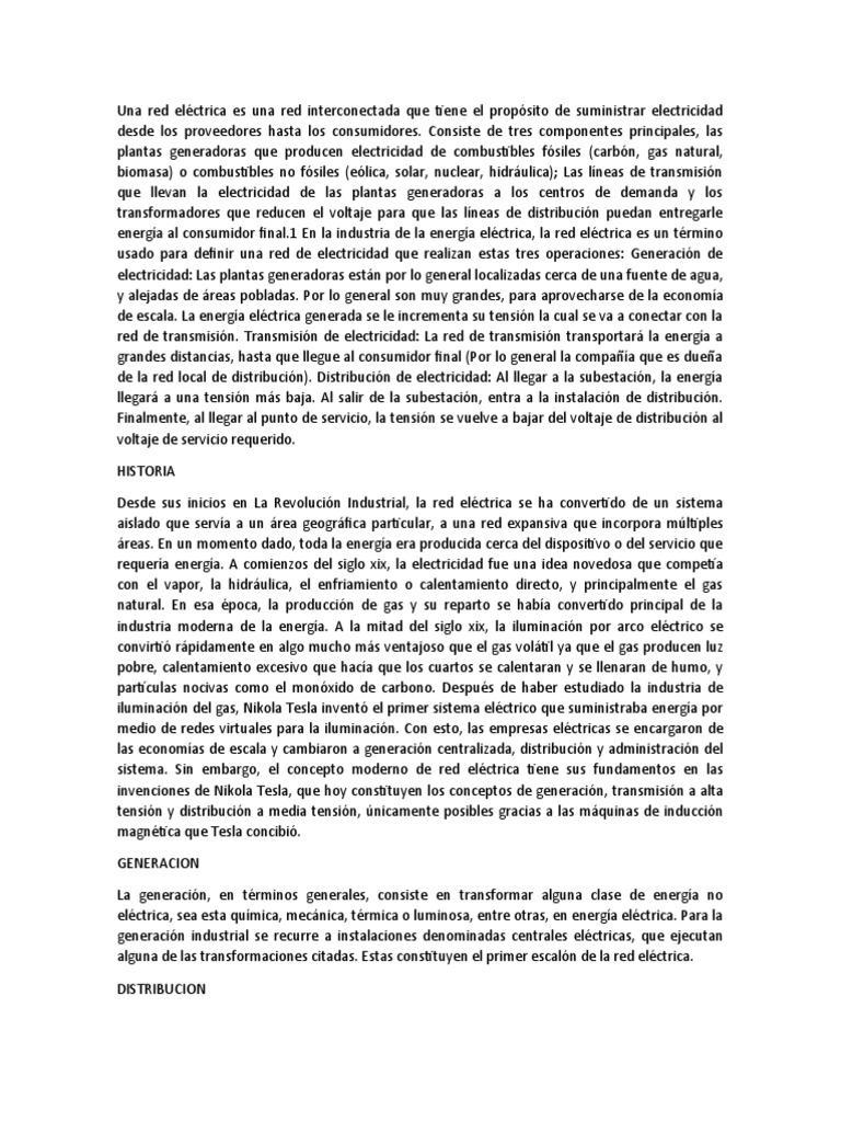 Componentes de la Red Eléctrica | PDF | Red eléctrica | Distribución de ...