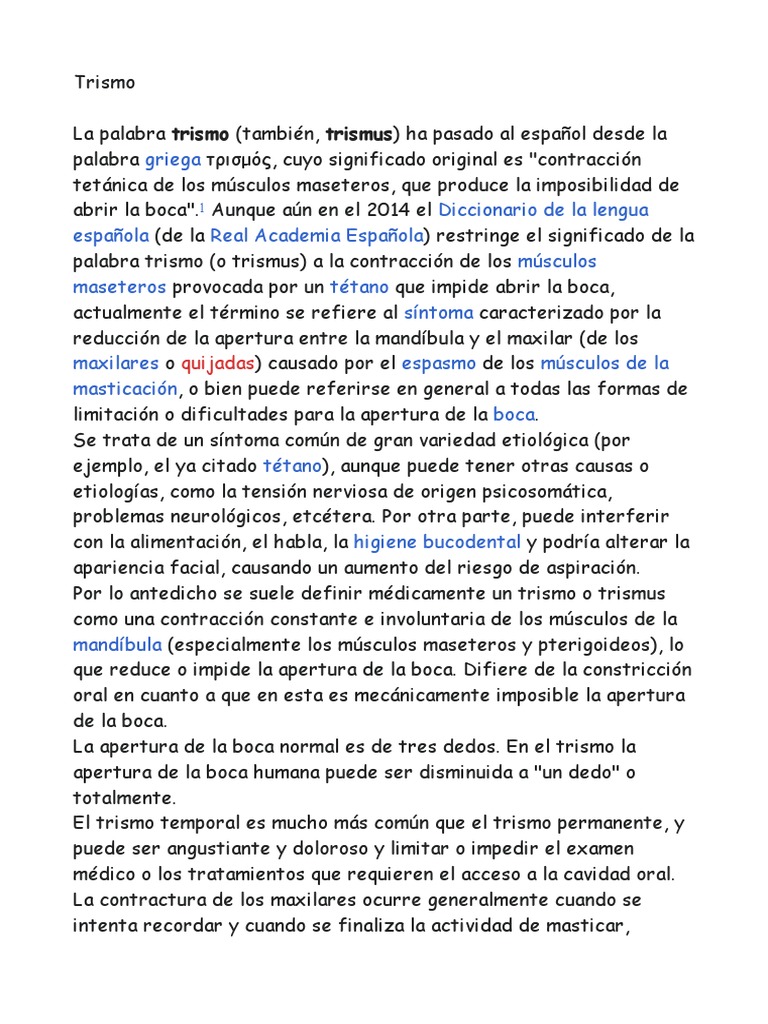 Trismo: Síntomas y Causas Comunes | PDF | Medicina CLINICA ...