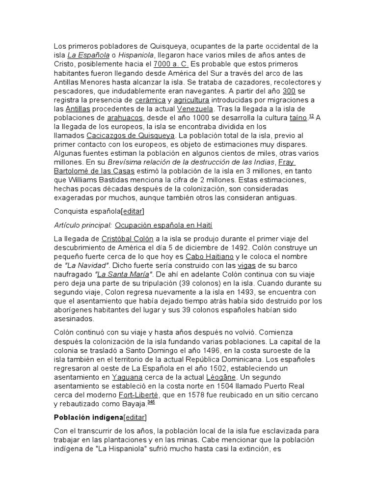 Haiti y Su Historia PDF Cristobal colon Colonización europea de